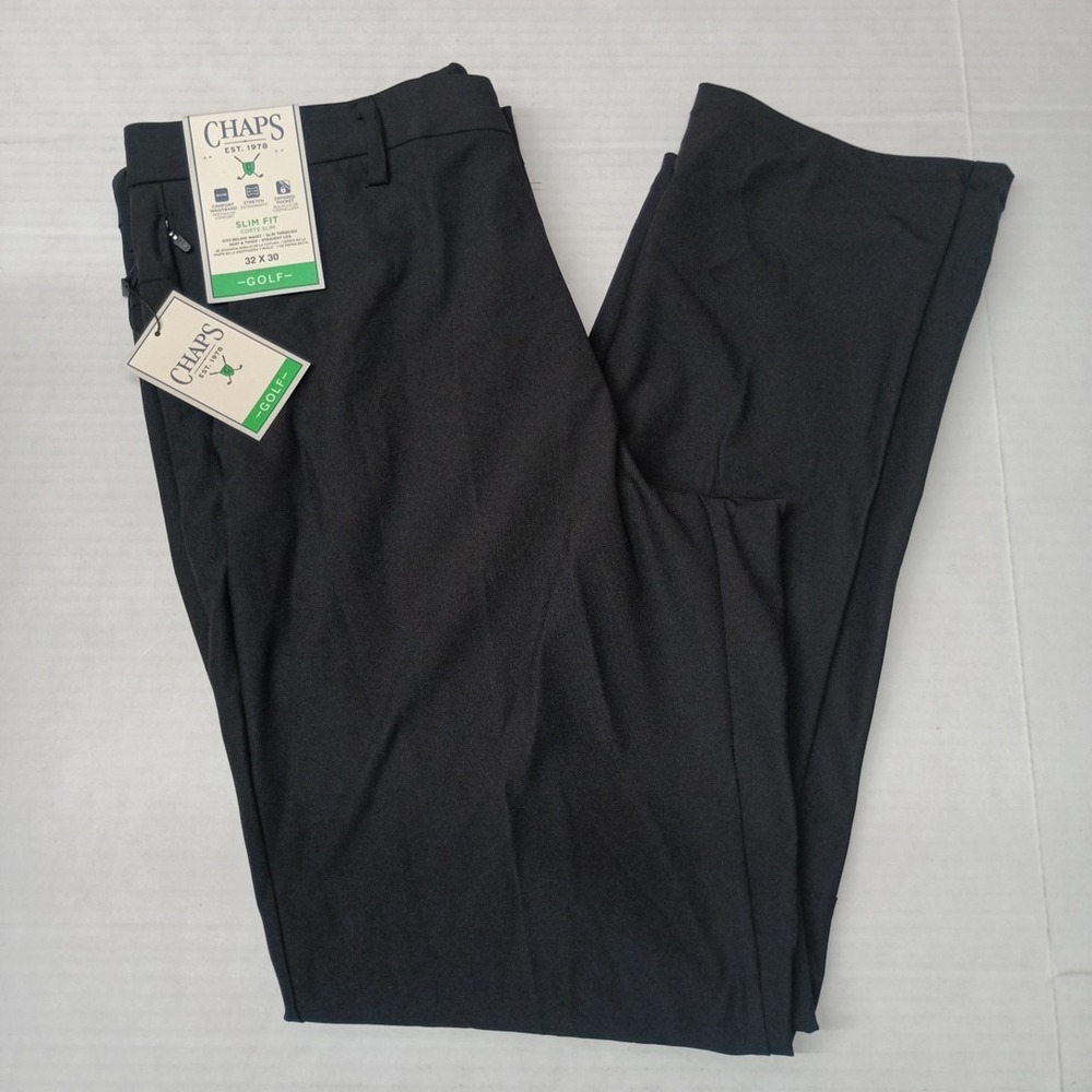 Chaps Golf Performance Slim Fit Pants Men's 32x30 Black Stretch Waistband